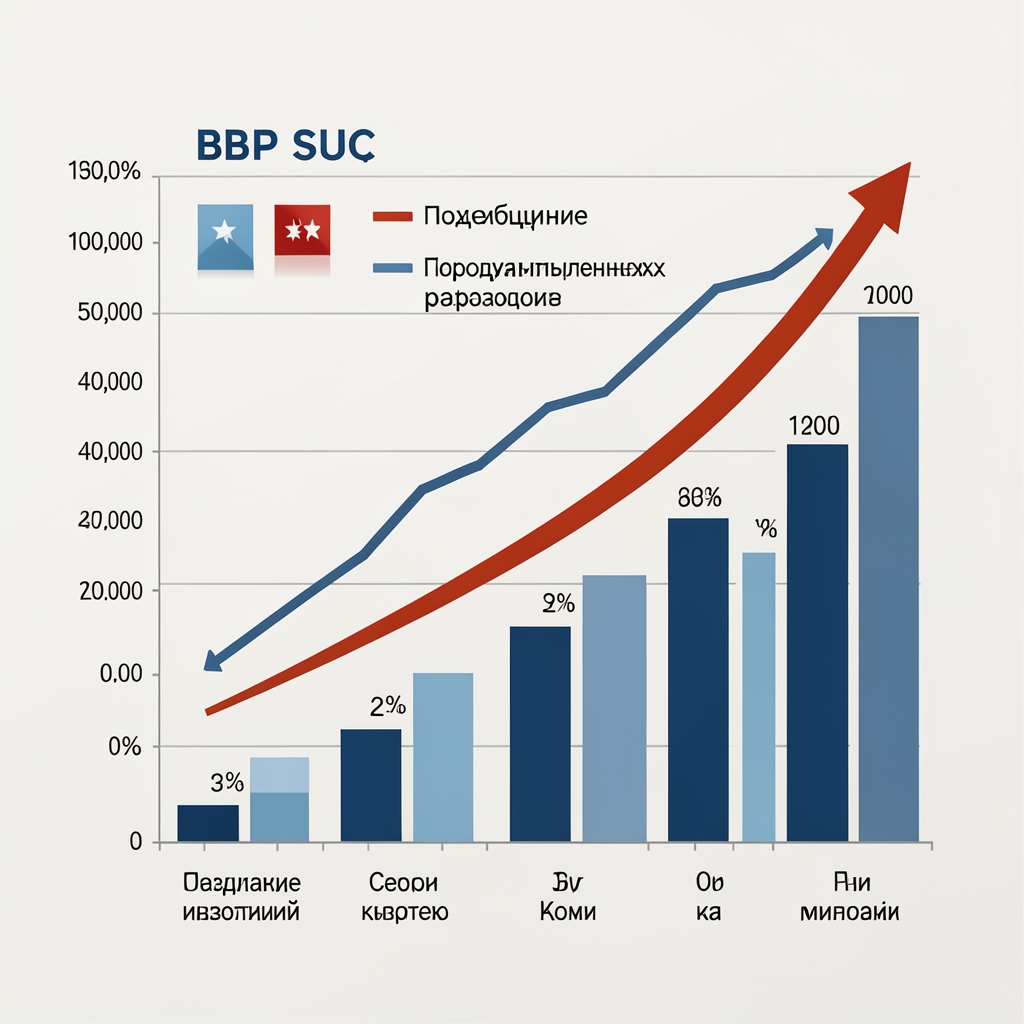 Инфографика роста ВВП США с диаграммами, показывающими вклад различных секторов экономики — потребления, инвестиций и государственных расходов — в формирование экономического роста